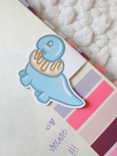 Load image into Gallery viewer, Blue Dino Donut Magnetic Clippie