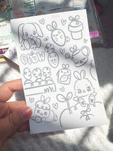 Load image into Gallery viewer, D064 - Coloring Garden Bunnies Sticker Sheet