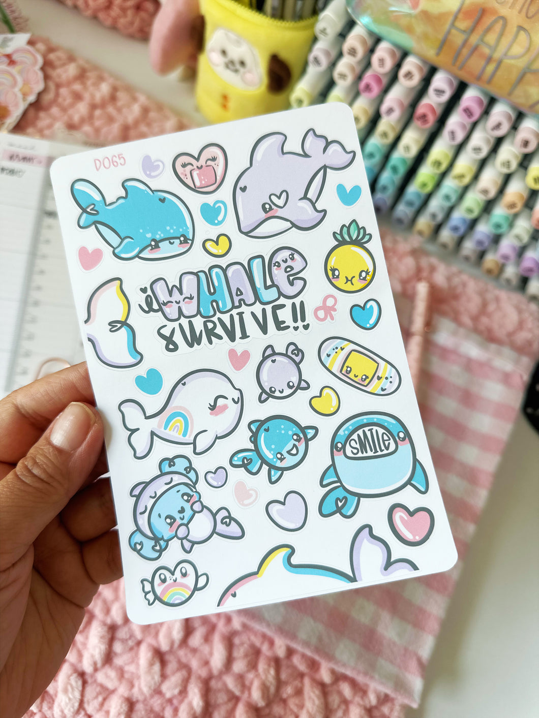 D065 - I Whale Survive Sticker Sheet