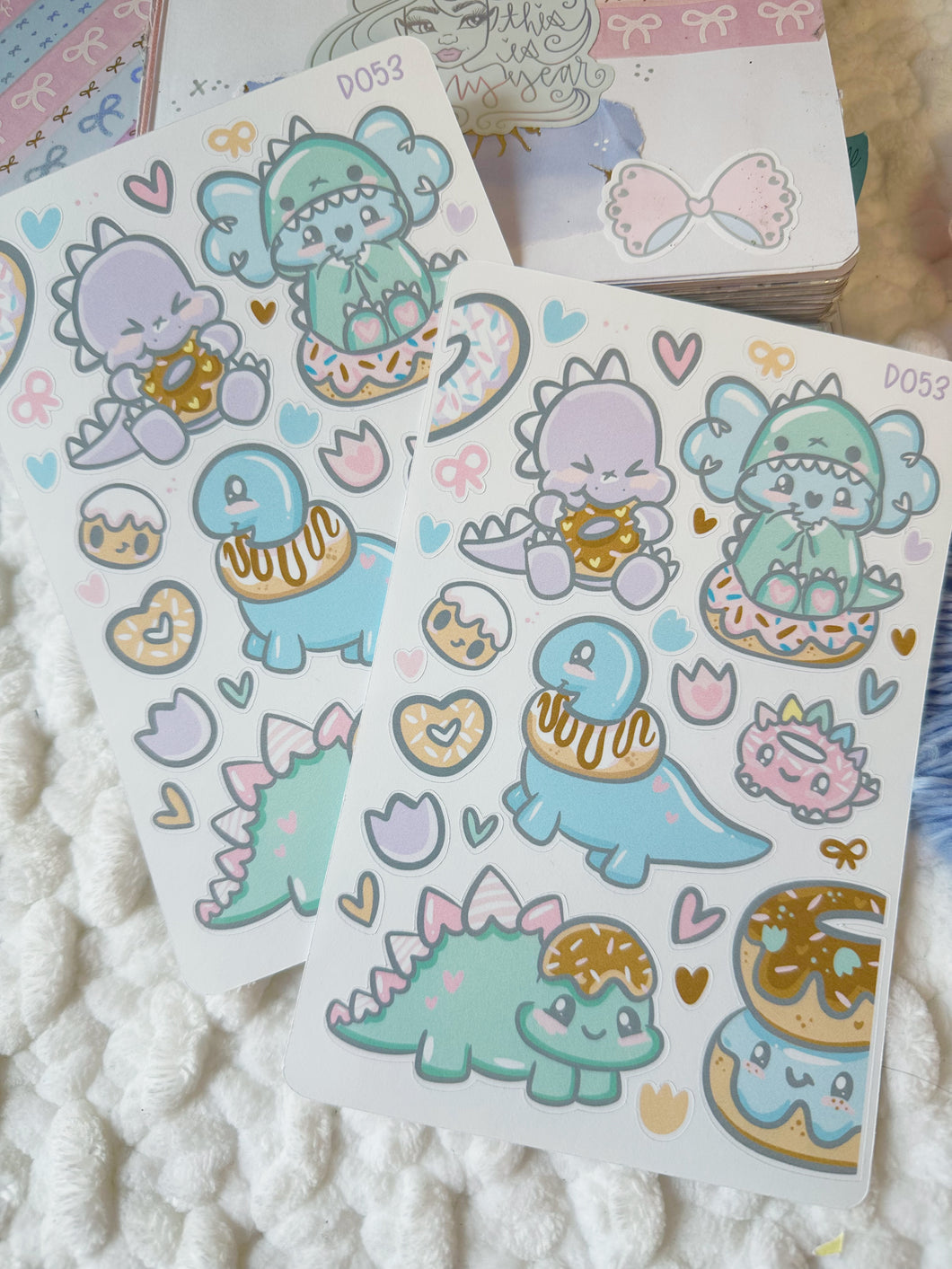 D053 - Dinos & Donuts Sticker Sheet