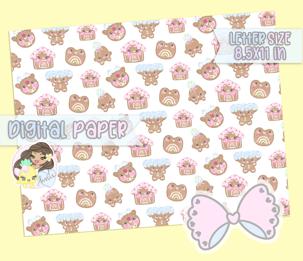 Gingerbread Friends Digital Paper