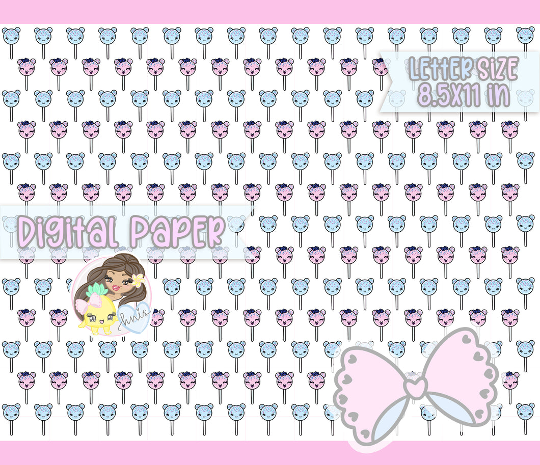 Bear Cake Pop Digital Paper