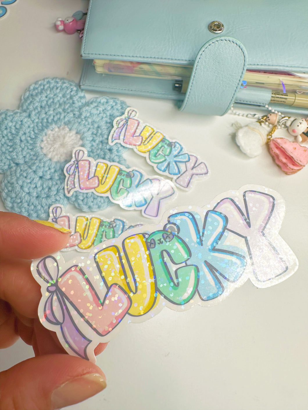 Lucky - Holographic Glitter Weatherproof Sticker