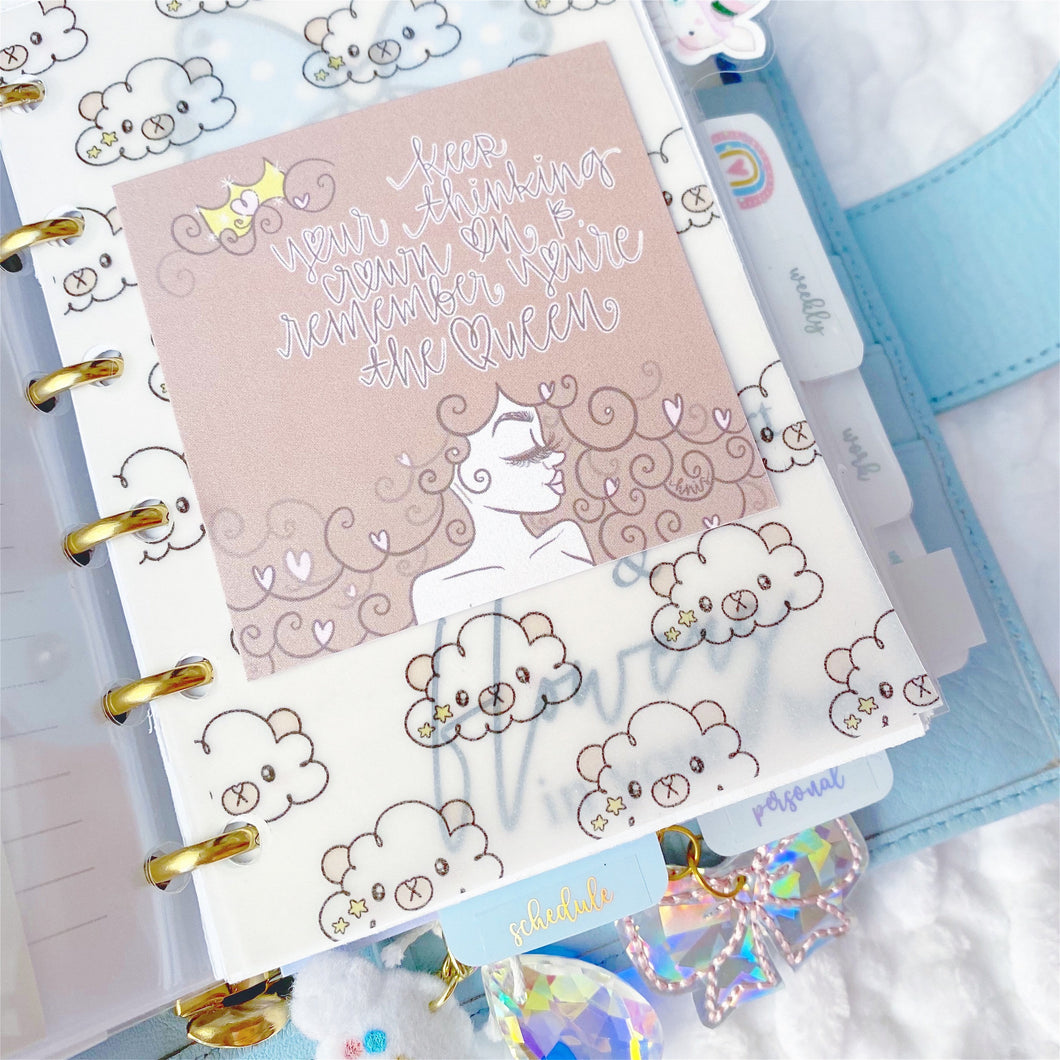 Queen Thoughts Journaling Card || Ready To Ship || hernameisSavvy | 1 card | Planner Stickers || Original Art
