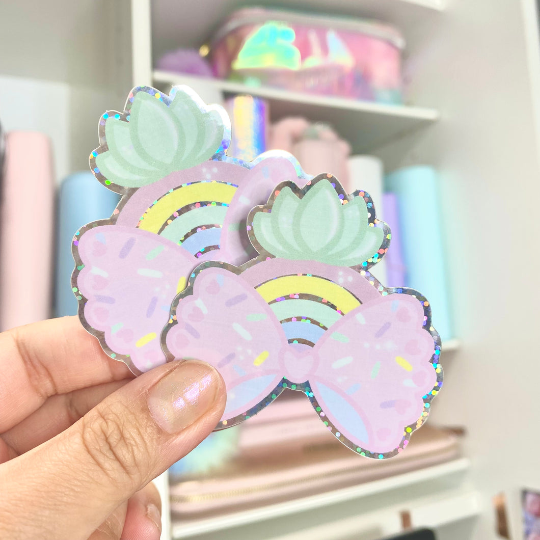 Pineapple Rainbow Glitter Waterproof Sticker