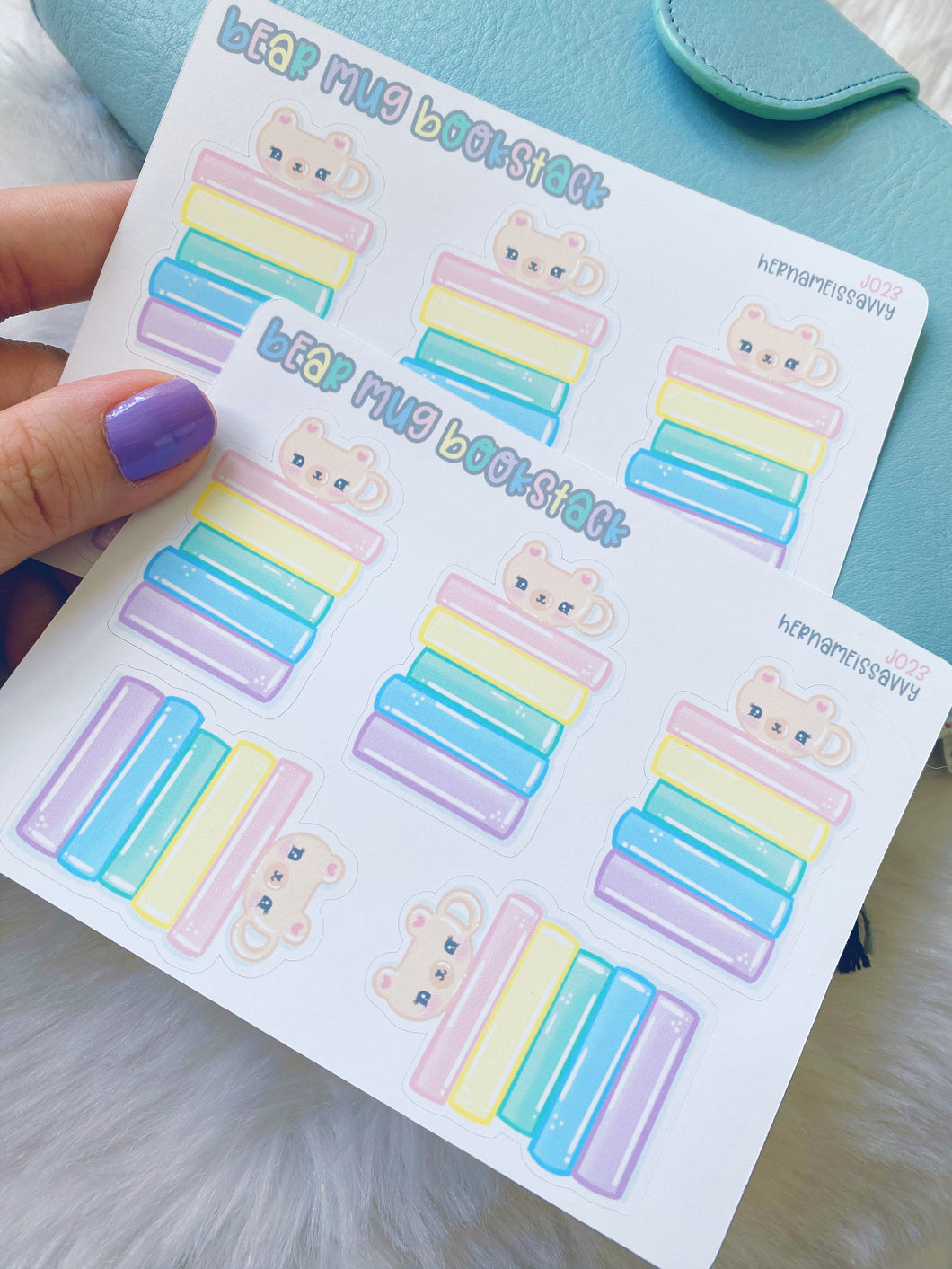 J023 - Bear Cup Bookstack Sticker Sheet