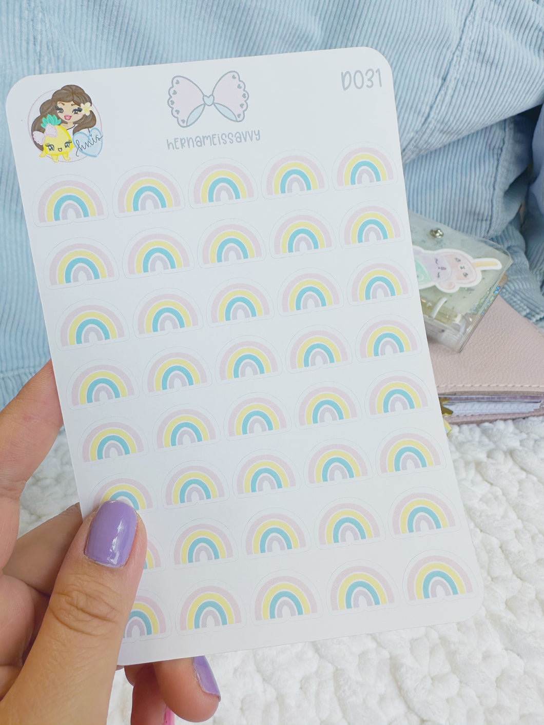 D031 - Pink Rainbows Sticker Sheet