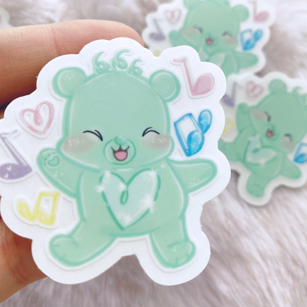 Sing & Dance Bear Transparent Vinyl Sticker